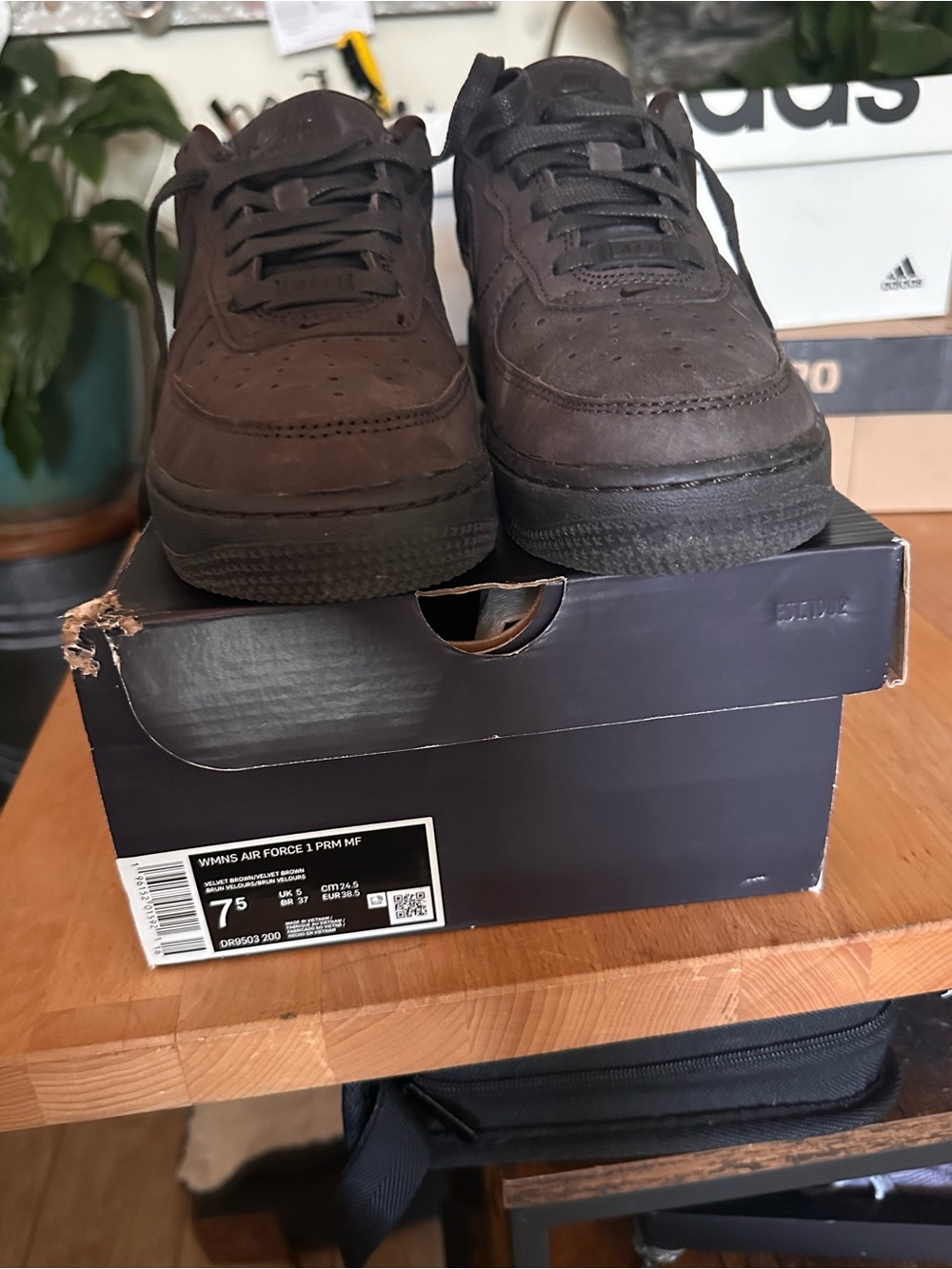 Nike Women’s Air Force 1 Premium Sneakers - Dark Brown/Black